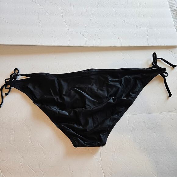 J Crew Factory Side Tie String Bikini Bottom Black Swim Plus 3x Beach Pool - Picture 2 of 6